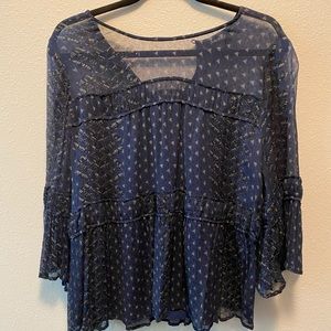 Navy blue chiffon Lucky Brand blouse